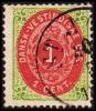 1873-1874. Bi-coloured. 1 C. Green/red. Inverted Frame. Perf. 14x13½. ST JAN. (Michel: 5 IIb) - JF180459 - Deens West-Indië