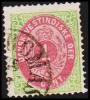 1873-1874. Bi-coloured. 1 C. Green/red. Normal Frame. Perf. 14x13½. 6th Print. (Michel: 5 Ib) - JF180440 - Dänisch-Westindien