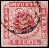 1866. 3 C. Carmine-rose, Burlage C Or D. (Michel: 2) - JF180394 - Danish West Indies