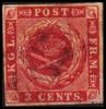 1855. 3 C. Carmine-dark Carmine. Brownl Gum (regummed At St. Croix). (Michel: 1c) - JF180382 - Danish West Indies