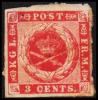 1866. 3 C. Carmine-rose, Burlage C Or D. Pl. 1 Pos. 10. (Michel: 2) - JF180397 - Deens West-Indië