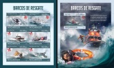 Mozambico 2013, Rescue Boats, Red Cross, 6val In BF +BF - Secourisme