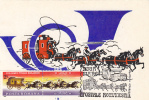 31937- ROMANIAN STAMP'S DAY, PHILATELIC EXHIBITION, POST CHASE, PLANE, TRAIN, MAXIMUM CARD, 1986, ROMANIA - Cartes-maximum (CM)