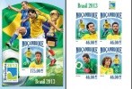 Mozambico 2013, Philaexpo Brasiliana2013, Football, 4val In BF +BF IMPERFORATED - Ungebraucht