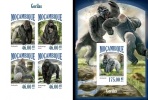 Mozambico 2013, Gorillas, 4val In BF+BF Imperforated - Gorilles