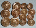 Lot 14 Boutons Anciens En Laiton Embouti, Militaria Ou Autre Pays, Militaire, Bouton Armoiries, F Van Malderen Bruxelles - Buttons