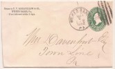 US - 2c ENTIRE COVER 1882  From WILKEE BARRE, PA To TOWN LINE, PA (reception At Back) - ...-1900