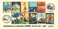 FRANCE 2007 N°75 Albums Fictifs + 2 Cachets Premier Jour FDC TINTIN KUIFJE TIM HERGE GUEBWILLER - Hergé