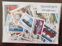 TRANSPORTS Lot De 100 Timbres Poste De Collection Tous Différents. - Autres & Non Classés