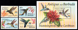 1992 Antigua & Barbuda Uccelli Birds Oiseaux Set + Block MNH** B594 - Segler & Kolibris