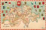 - Ref K 508 - Suisse - Schweiz - Svizzera - Souvenir De La Suisse - Carte Gaufree  Illustree Des Cantons Avec Blasons  - - St. Anton