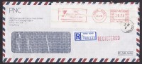 Hong Kong: Registered Airmail Cover, 1989, Meter Cancel, PNC Deposit-taking Company, Bank, R-label (roughly Opened) - Storia Postale