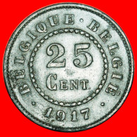 • OCCUPATION BY GERMANY: BELGIUM ★ 25 CENTIMES 1917! UNCOMMON! LOW START★ NO RESERVE! Albert I 1909-1934 - 25 Cents