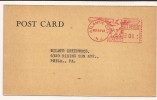 US - ATLANTIC CITY TUNA CLUB - 1949 THANKSGIVING DINNER CARD To PHILADELPHIA . METER CANCELLATION - Sonstige & Ohne Zuordnung