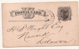 US - C/1880´s CARD To DELAWARE - ...-1900