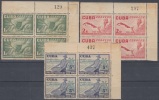 1952-127 CUBA 1952 REPUBLICA Ed.502-04. CENTENARIO DEL CAFE. SET BLOCK 4 SHEET No. GOMA MANCHADA. - Nuovi