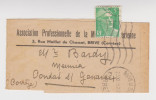 BANDE POUR JOURNAUX 25/11/1920 ASSOCIATION PROFESSIONNELLE DE LA MINOTERIE BRIVE POUR CONDAT SUR GANAVIEX - MARIANNE 719 - Journaux