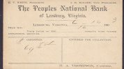 United States Postal Stationery Ganzsache Entier PRIVATE Print THE PEOPLES NATIONAL BANK Of LEESBURG Virginia 1903 (2 Sc - 1901-20