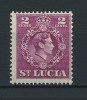 SAINT  LUCIA   1938     2c  Magenta   Perf  14 1/2 X 14      MH - Ste Lucie (...-1978)
