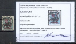 Memel 230I ABART FELD 37 Gest. BPP BEFUND -,-EUR (E6253 - Memelland 1923