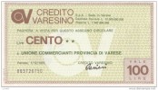 CREDITO VARESINO MINIASSEGNO LIRE 100 - [10] Cheques Y Mini-cheques