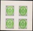 1886. Official Reprint. Bi-coloured Skilling. 16 Sk. Gray/green Inverted Frame. 4-block. (Michel: 20 II ND) - JF180688 - Essais & Réimpressions