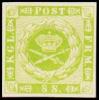 1886. Official Reprint. Wavy-lined Spandrels. 8 Sk. Green On White Paper. (Michel: 8 ND) - JF180727 - Prove E Ristampe