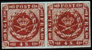 1886. Proof. Wavy-lined Spandrels. 4 Sk. Brown. AFA P7b. Pair. (Michel: ) - JF180735 - Proeven & Herdrukken