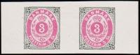 1886. Official Reprint. Bi-coloured Skilling. 3 Sk. Gray/lilac Inverted Frame. Pair (Michel: 17 II ND) - JF180692 - Proeven & Herdrukken