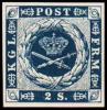 1886. Official Reprint. Dotted Spandrels. 2 Sk. Blue. (Michel: 3 ND) - JF180732 - Proeven & Herdrukken