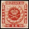 1886. Official Reprint. Wavy-lined Spandrels. 4 Sk. Brown. (Michel: 7 ND) - JF180720 - Proeven & Herdrukken