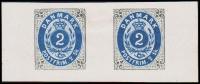 1886. Official Reprint. Bi-coloured Skilling. 2 Sk. Gray/blue Inverted Frame. Pair (Michel: 16 II ND) - JF180690 - Essais & Réimpressions