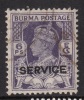 BURMA 1946 6p Service Overprint - New Colours SG O29 - Very Fine Used VFU 11A145 - Birmania (...-1947)