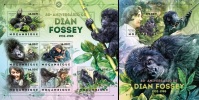 Mozambico 2012, Gorillas, Dian Fossey, 6val In BF +BF - Gorilla