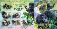 Mozambico 2012, Gorillas, Dian Fossey, 6val In BF +BF - Gorilles