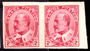Canada Edward VII 2c Carmine Imperf Pair Nice Margins. Scott 90a. - Unused Stamps