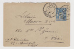 ENVELOPPE ENTIER POSTAL TYPE SAGE BLEU 15 C LILLE NORD 28 FÉVRIER 1899 POUR PARIS - 2 Scans - - Sobres Tipos Y TSC (antes De 1995)