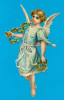 VICTORIAN SCRAP,  ANGEL WITH TROMPET, DECOUPIS  ANCIENS GAUFRE, ANGE AVEC TROMPETTE, EX Cond,  13 X 22 Cm - Anges