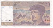 BILLETE DE FRANCIA DE 20 FRANCS DEL AÑO 1997 SERIE H  (BANKNOTE) CLAUDE DEBUSSY - 20 F 1980-1997 ''Debussy''