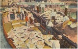 Key West Florida, Turtle Boats Unloading At Dock, Seafood Industry, C1930s Vintage Linen Postcard - Key West & The Keys