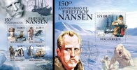 Mozambico 2011, 150th Polar Expedition F. Nansen, Penguins, Fish, Bears, Ships, 4val In BF +BF - Poolreizigers & Beroemdheden