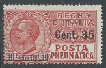 1927 REGNO POSTA PNEUMATICA SOPRASTAMPATO 35 SU 40 CENT MNH ** - Y051 - Correo Neumático