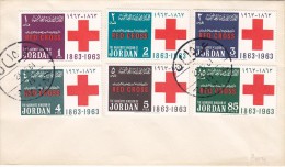 Jordan,Cent Of RED CROSS 1964 Complete Set 6 Stamps On FDC- Fine Conditiopn- Scarce - Jordan