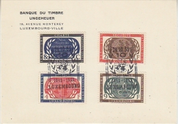 Luxemburg 1955 United Nations 4v On Card Used Ca 24.10.55 (26214) - Covers & Documents