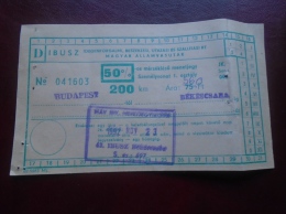 Railway Ticket  -Hungary  First Class 1992   Train Ticket  D133573.15 - Europe