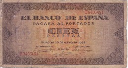 BILLETE DE ESPAÑA DE 100 PTAS 20/05/1938 SERIE G (BANK NOTE) - 100 Peseten