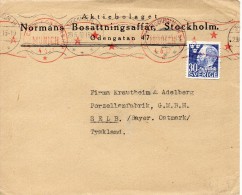 SUEDE LETTRE CENSUREE POUR L'ALLEMAGNE 1947 - 1930- ... Francobolli In Bobina II