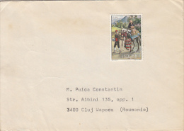 FOLKLORE COSTUMES, COUPLE, DONKEY, STAMP ON COVER, 1979, SPANISH ANDORRA - Cartas & Documentos