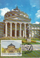 BUCHAREST ROMANIAN ATHENEUM, CM, MAXICARD, CARTES MAXIMUM, 1989, ROMANIA - Cartes-maximum (CM)
