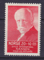 Norway 1935 Mi. 174    20 Ø + 10 Ø Internationaler Nansen-Fonds Für Flüchtlinge In Genf Fridtjof Nansen MH* - Ungebraucht